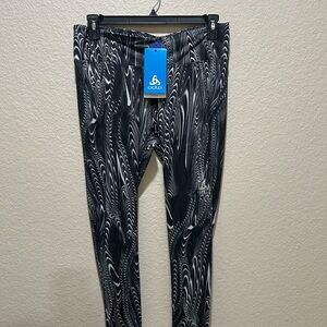 Odlo Women's Black and Gray Patterned Leggings NWT